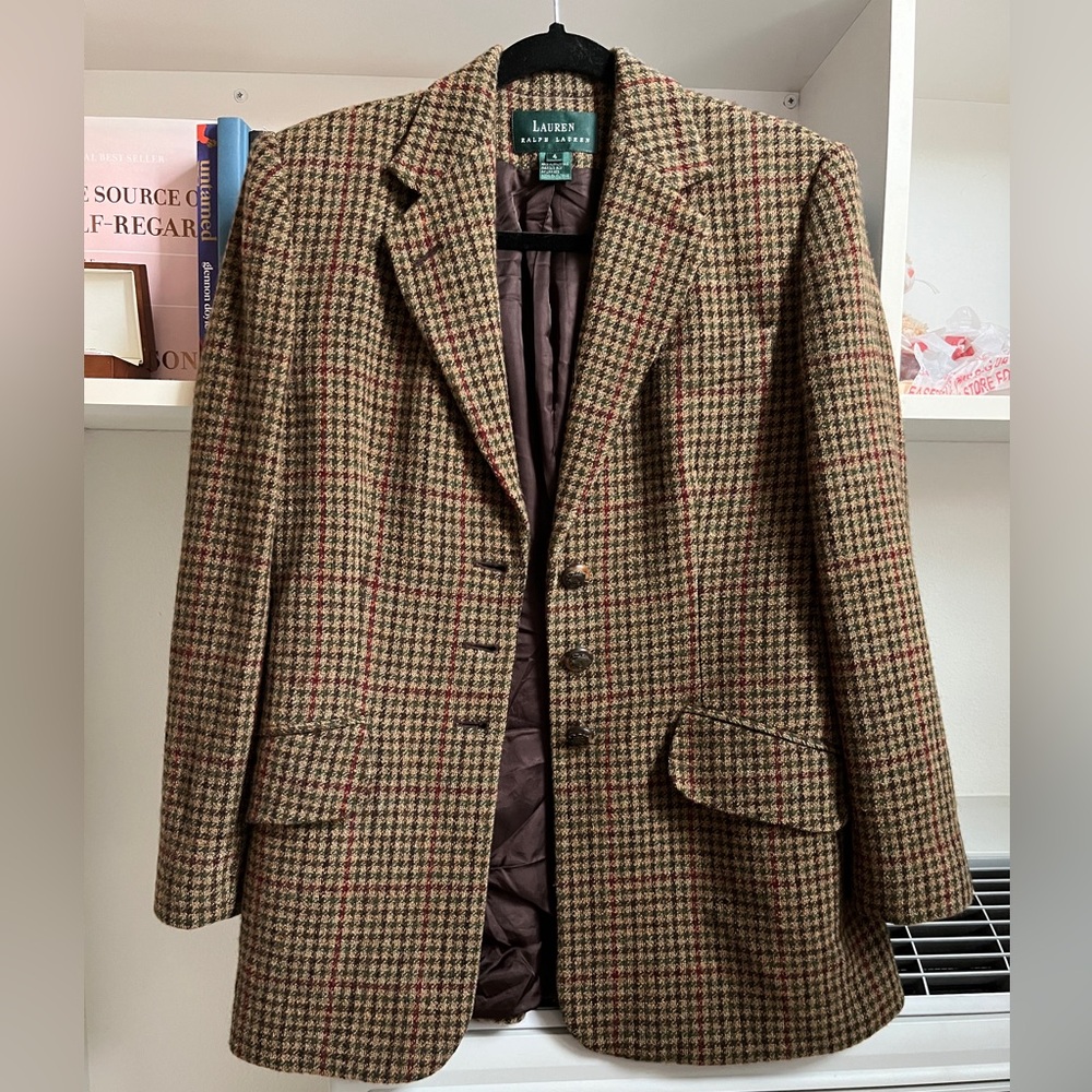 Lauren by Ralph Lauren Lined, Wool Houndstooth Blazer - Size 4